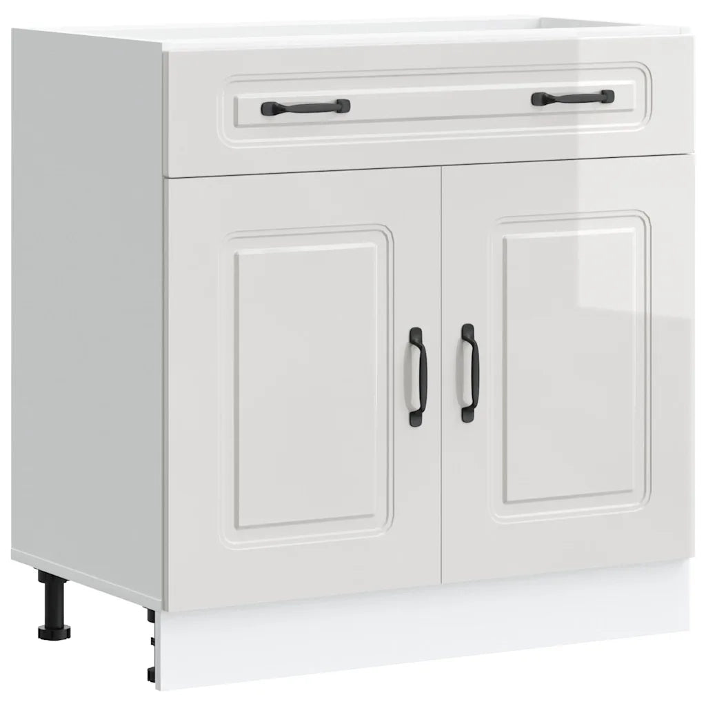 Base da Cucina-Mobile Base da Cucina Kalmar Bianco Lucido in Legno Multistrato 543604