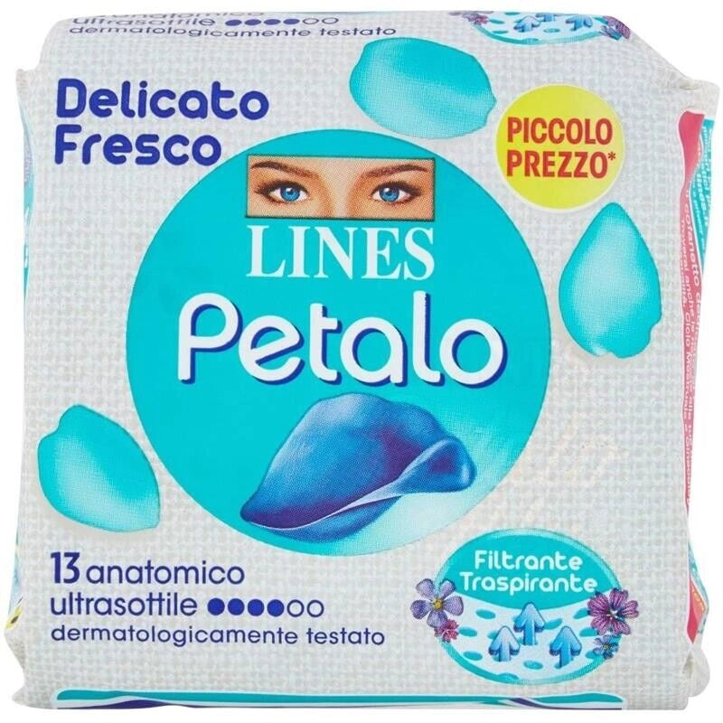 LINES PETALO BLU ASSORBENTE ANATOMICO ULTRASOTTILE DELICATO FRESCO 13 PZ
