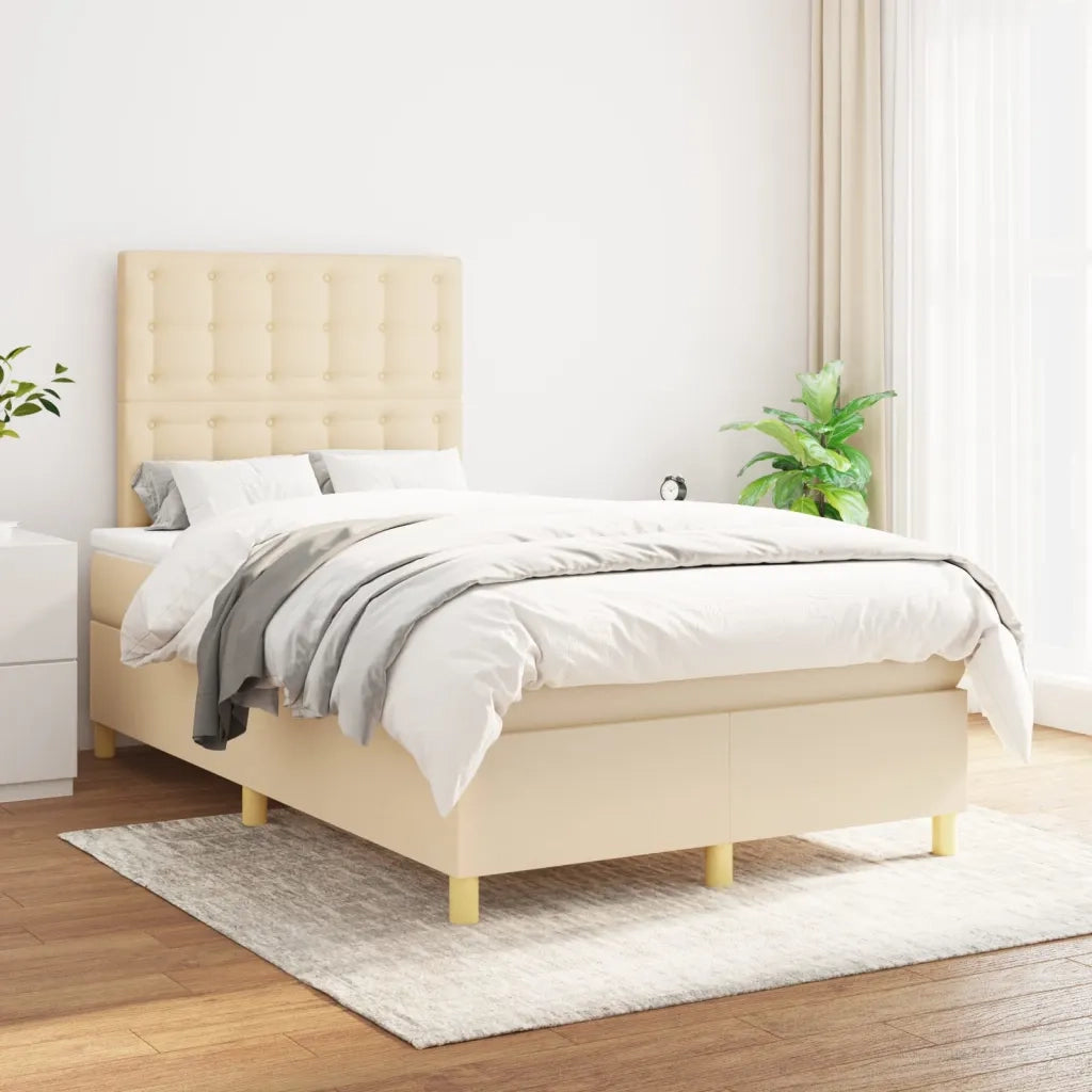 Giroletto a Molle con Materasso Crema 120x200 cm in Tessuto cod mxl 59839