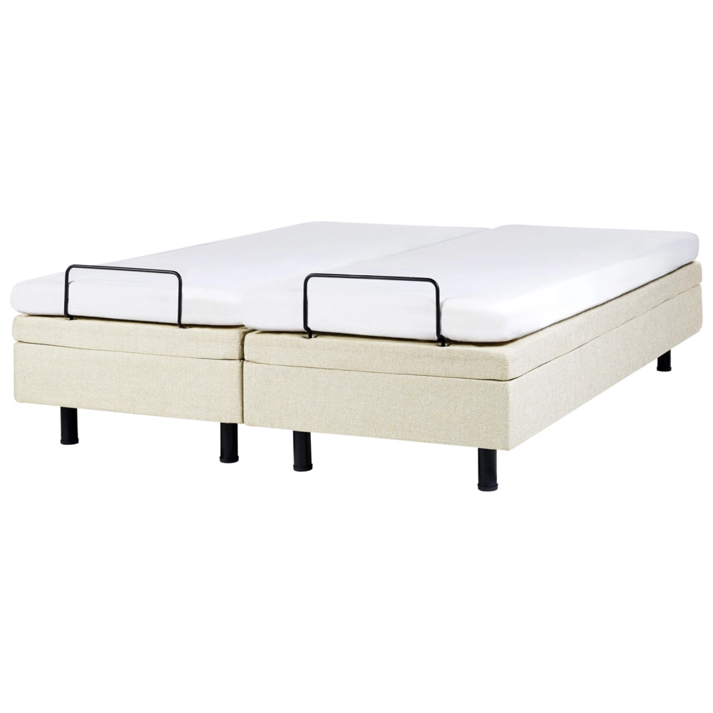Letto elettrico matrimoniale tessuto beige regolabile con telecomando senza testiera 160x200 cm stile moderno