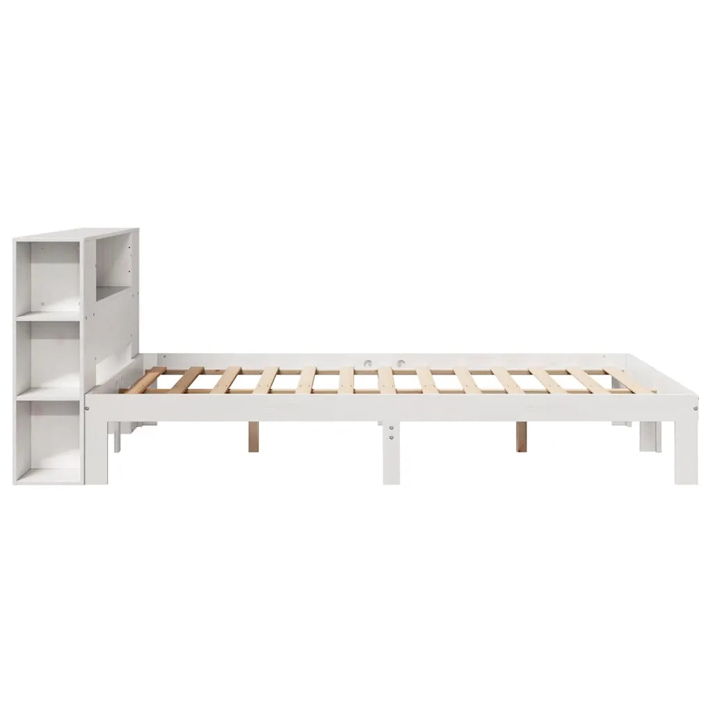 Letto matrimoniale | Letto per adulti | Letto Libreria senza Materasso Bianco 140x200 cm Legno di Pino