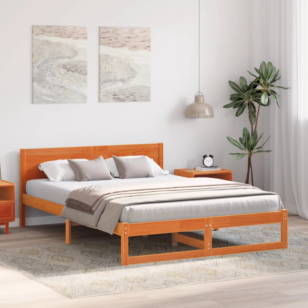 Struttura Letto Marrone Cerato Legno massello di pino 160 x 200 cm