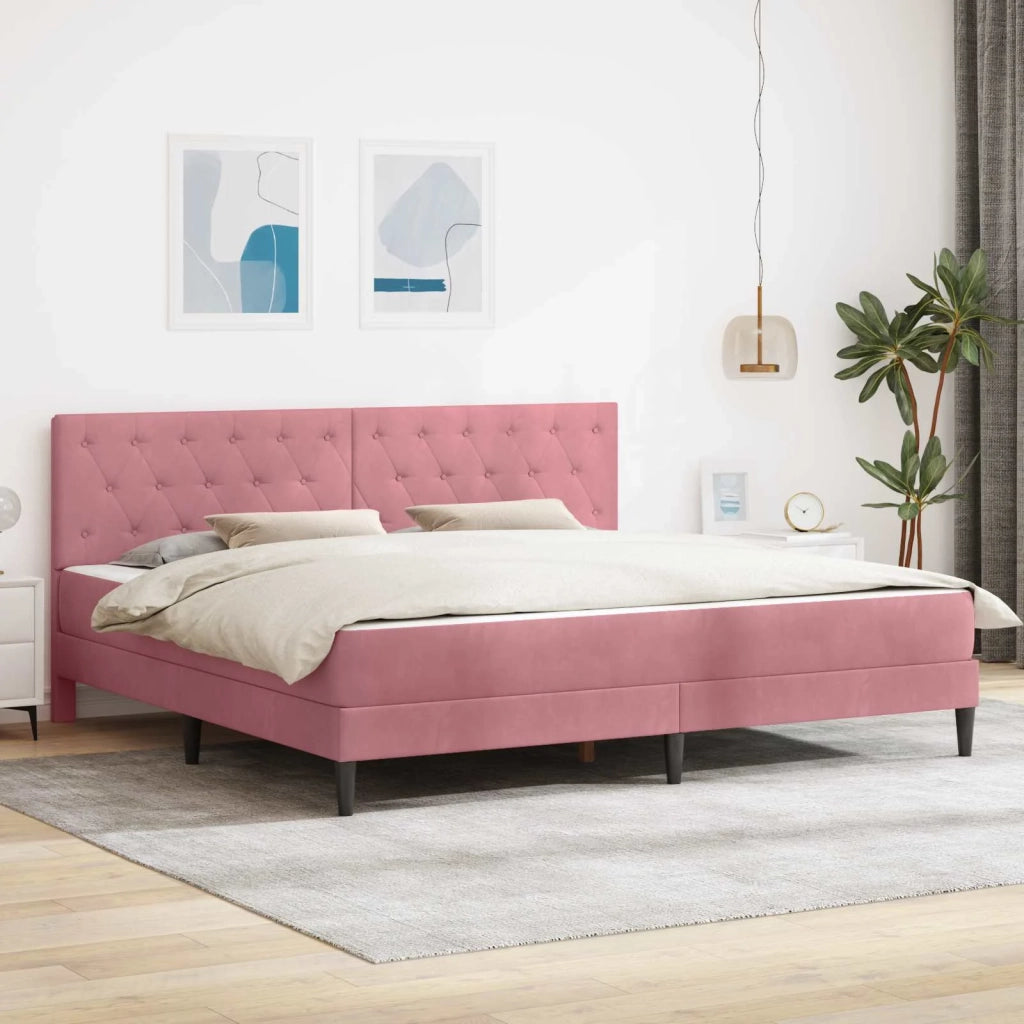 Struttura letto con materasso Rosa 200 x 200 cm Velluto 3415075