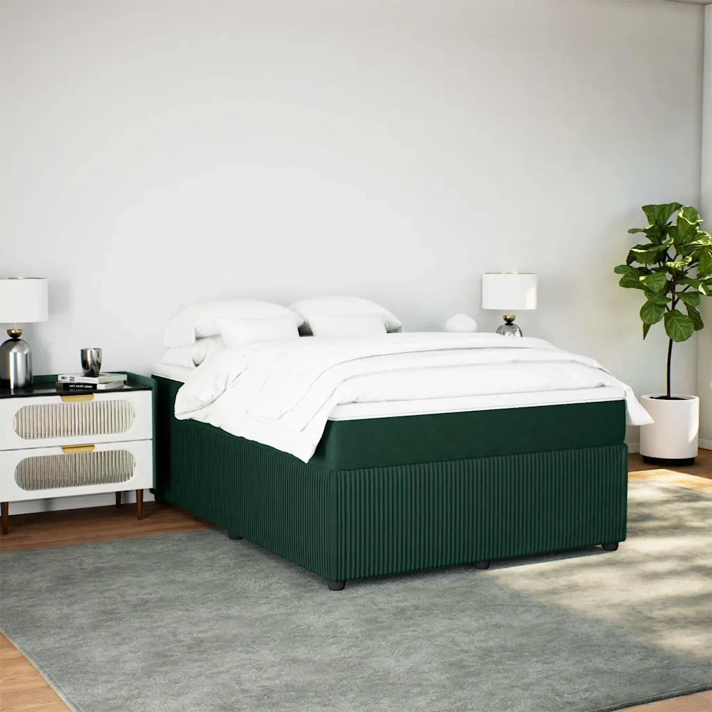 Giroletto a Molle con Materasso Verde Scuro 140x190 cm Velluto