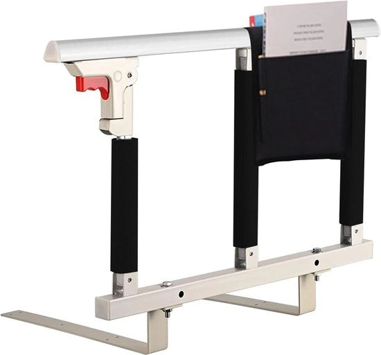 Sostegno laterale pieghevole per anziani, adulti, con maniglia di supporto, protezioni laterali, sostegno letto per disabili, ospedaliero, con tasca di stoccaggio (bianco, 70 x 40 cm)