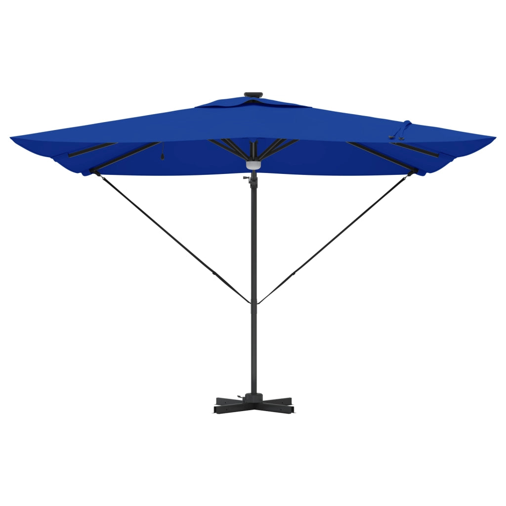 Ombrello a sbalzo Roma con LED Blu Azzurro 286x285x270 cm Alluminio