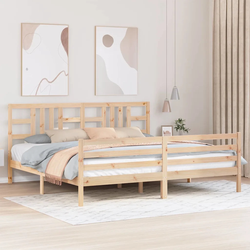Giroletto con Testiera-Struttura Letto con testiera 200x200 cm in Legno Massello 571411