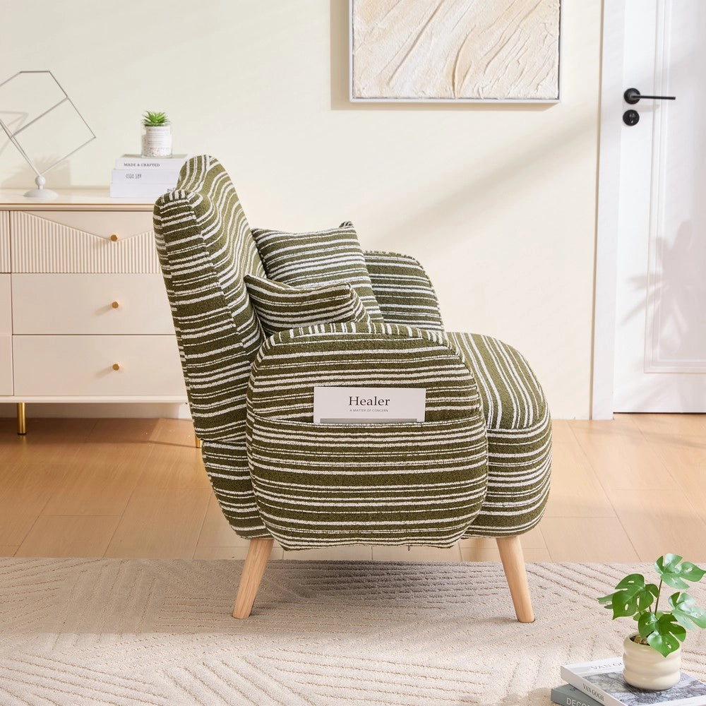Divano 2 posti ¨C Minimal ¨C Tessuto grigio chiaro imbottito con braccioli e cuscini