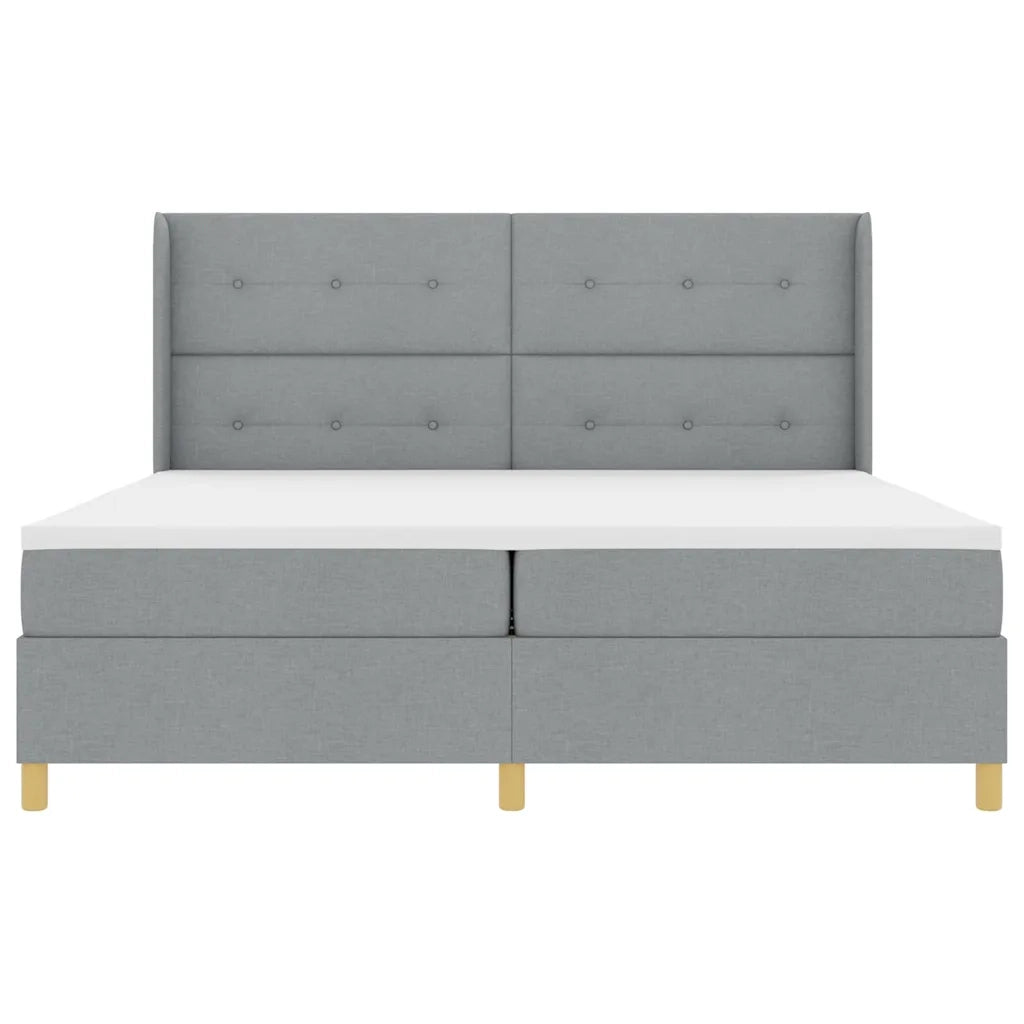 Letto a molle con testiera Grigio chiaro 200 x 200 cm Tessuto 3341854