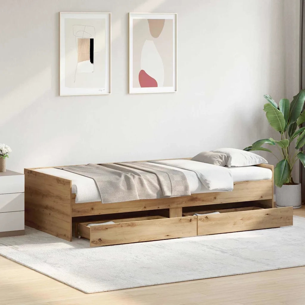 Struttura del letto con cassetto Rovere artigianale 90 x 190 cm