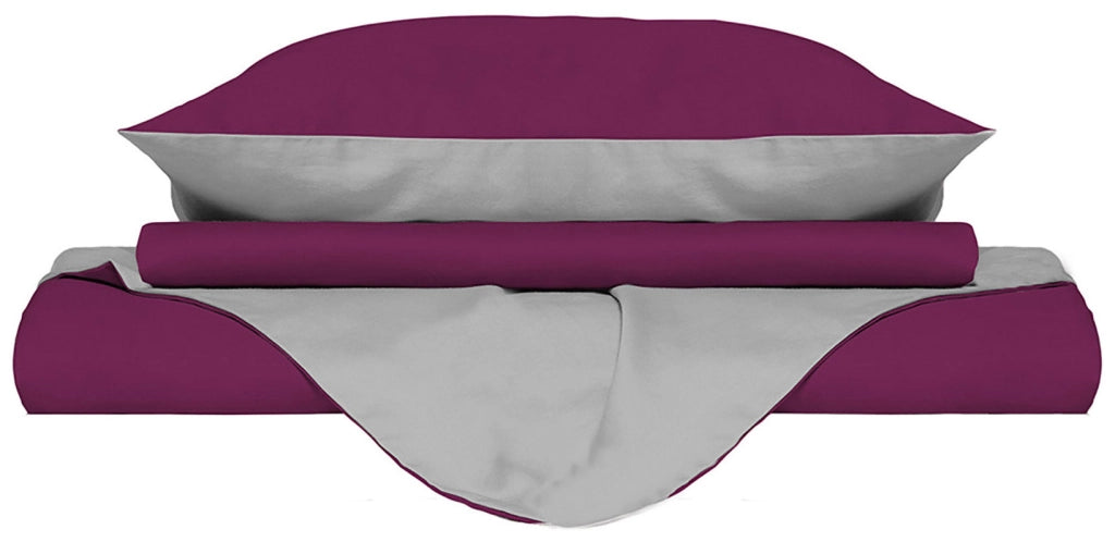 Copripiumino con Sacco e Federe Doubleface Fuxia/Grigio 1 Piazza e Mezzo