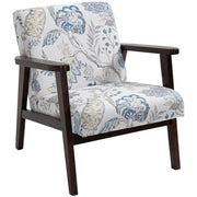 EasyComfort Sedia per Soggiorno Poltroncina Imbottita con Braccioli in Legno e Tessuto Traspirante per Casa e Ufficio, a Fiori, 68.5x78.5x75cm