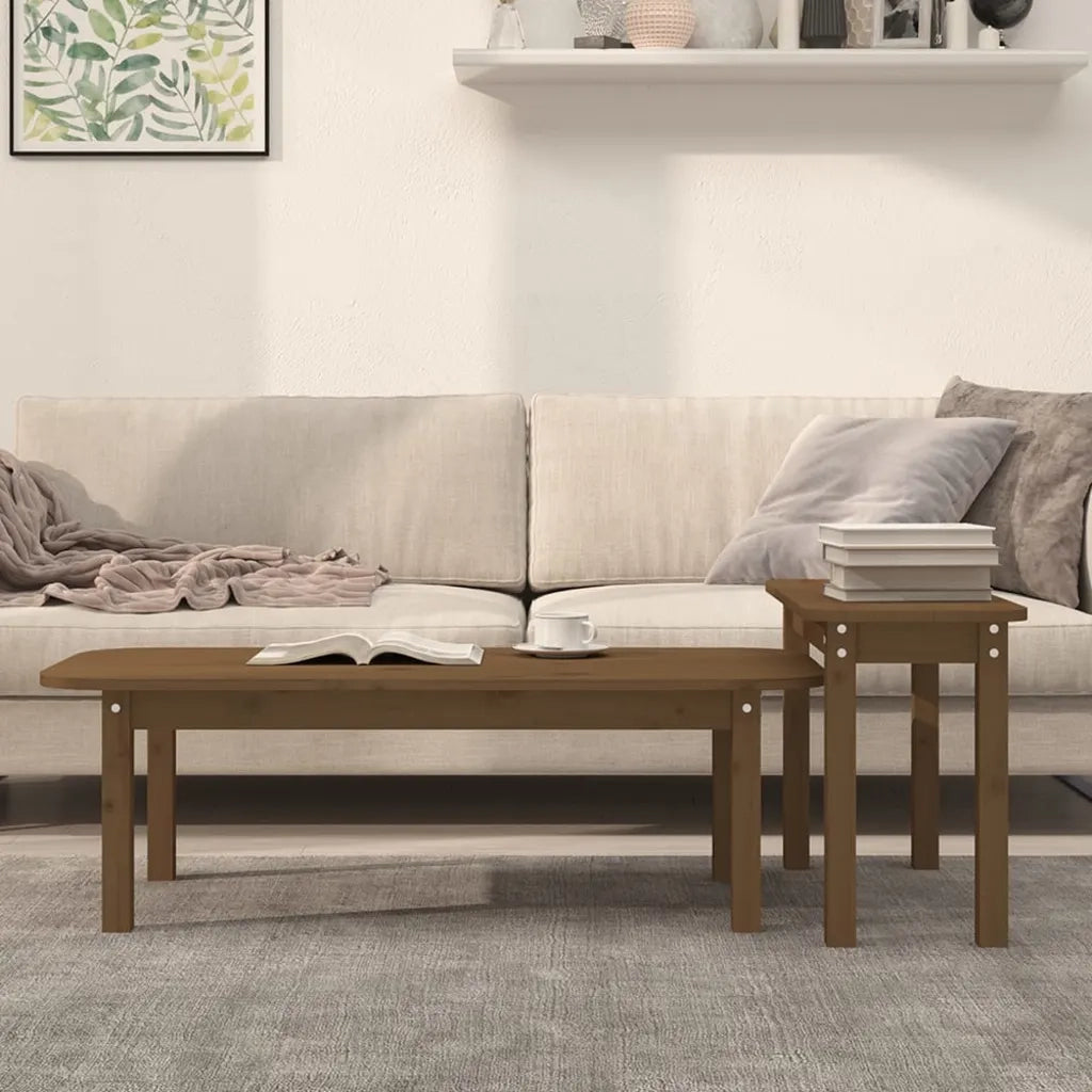Set Tavolini da Salotto 2 pz Ambra in Legno Massello di Pino 822365