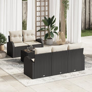 Set Divano da Giardino 6 Pezzi con Cuscini Nero Polyrattan