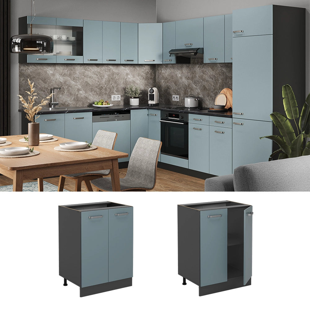 Vicco Mobiletto base cucina Grigio-blu 60 cm PL Marmo