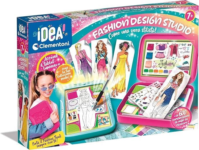 Fashion Designer, Lavagna Luminosa Creativa per Bambine 7+ Anni, Set Abbigliamento con Supporto Pieghevole, Disegni e Mo