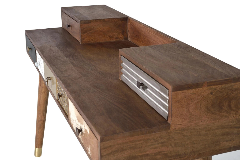 Scrivania in legno di mango con cassetti in diverse finiture