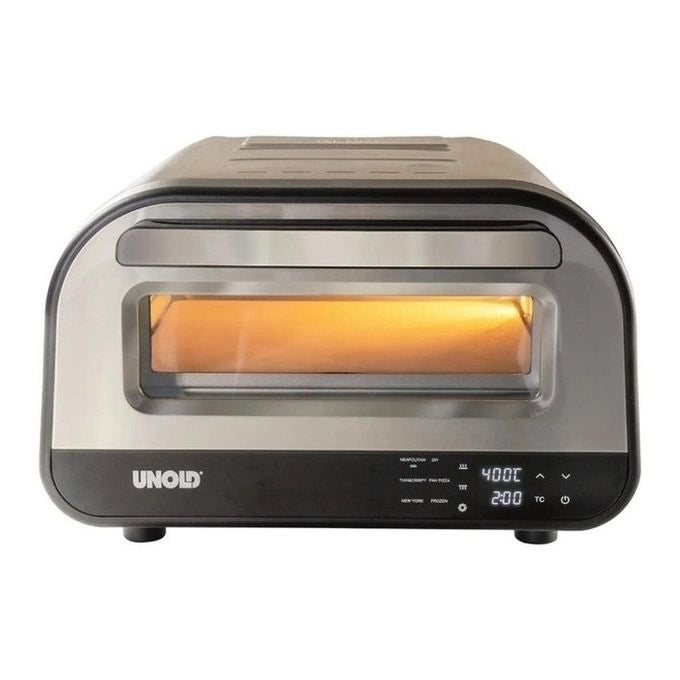 Unold 68816 Luigi Forno per Pizza elettrico 1700W pietra refrattaria cordierite 450°C controllo digitale colore Argento