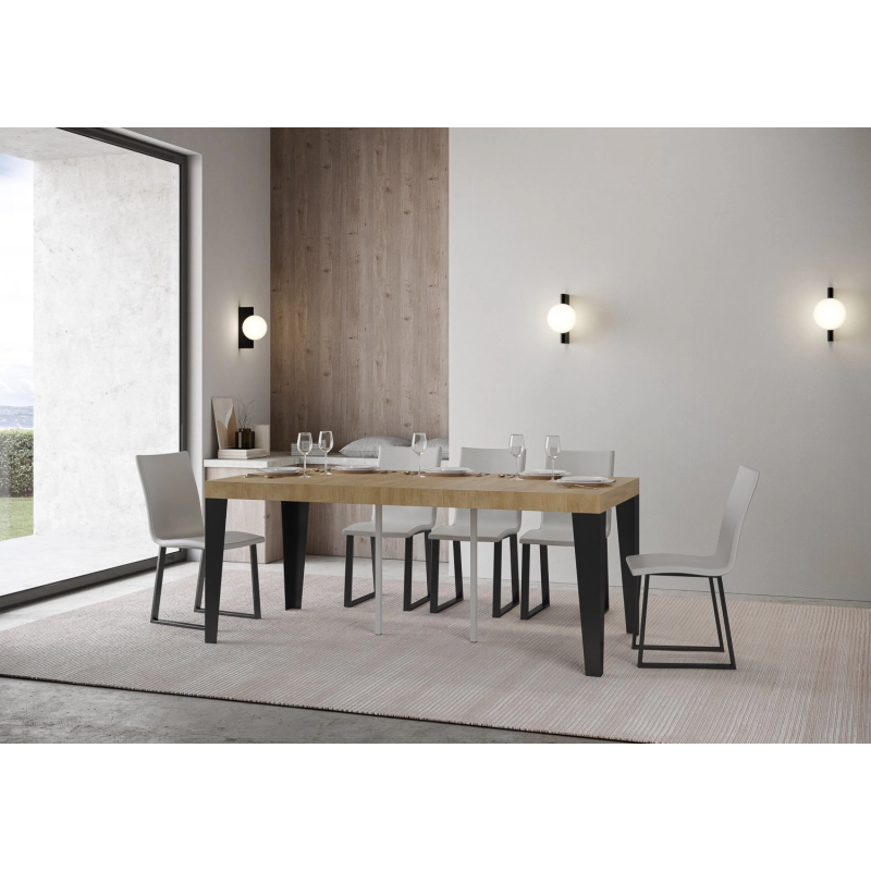 Consolle allungabile 90x40/196 cm Flame Small Premium telaio Antracite - Quercia Natura