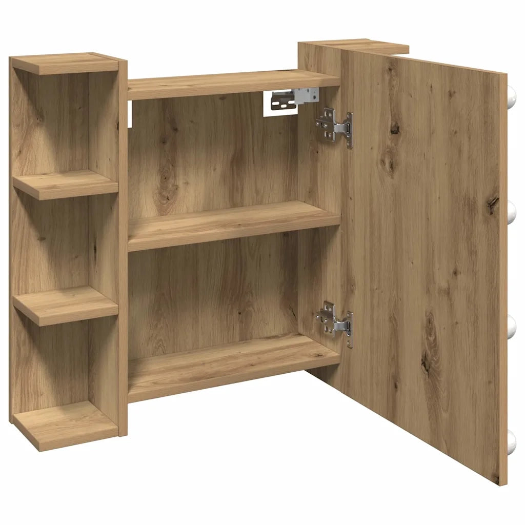 Mobile a Specchio | Armadio da bagno con LED Rovere Artigianale 70x16,5x60 cm