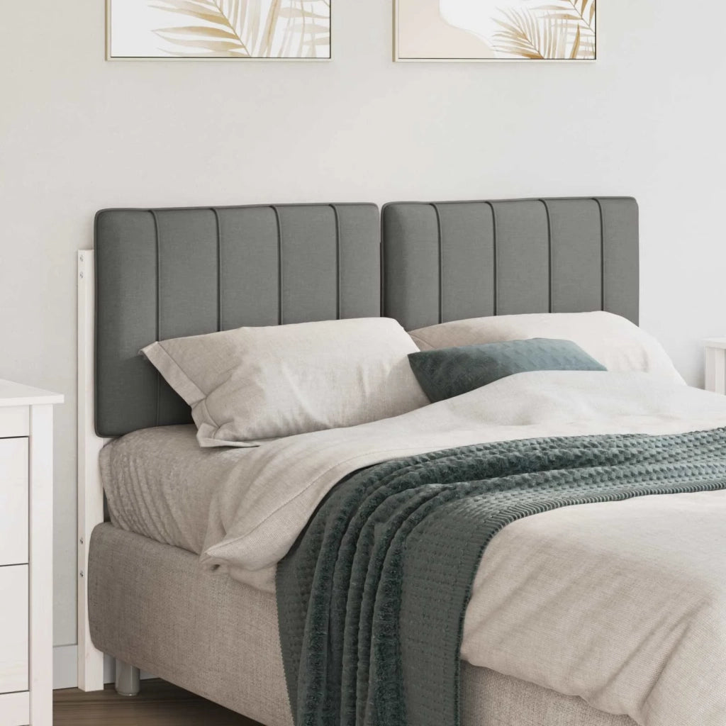 Testiera imbottita-Testiera con Cuscini-Testata Bianco e grigio chiaro 120 cm Pino massello 269226