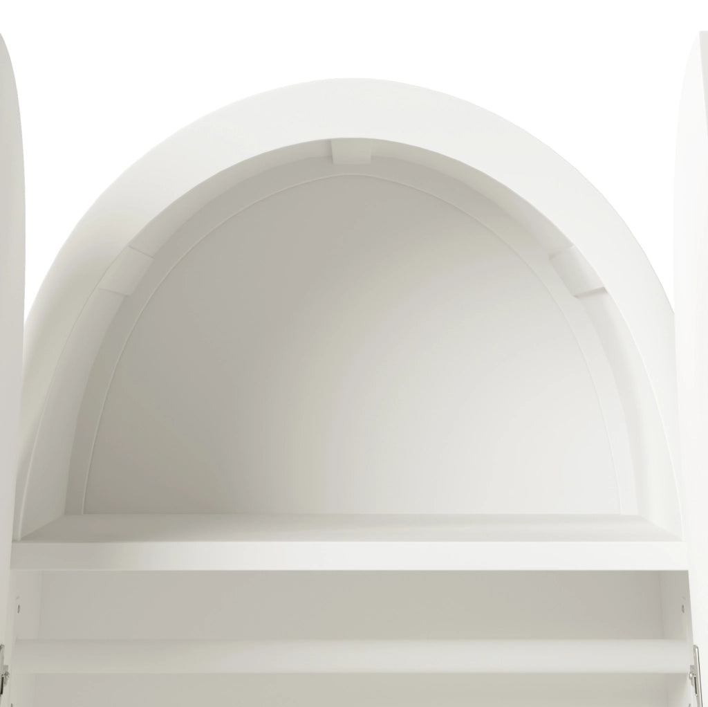 Armadio guardaroba 80 x 50 x 180 cm in MDF bianco con design ad arco; asta e cassetto
