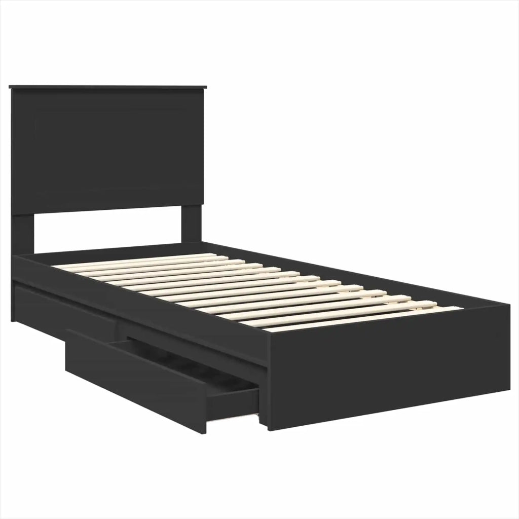 Letto con Contenitore Nero 75 x 190 cm Legno multistrato