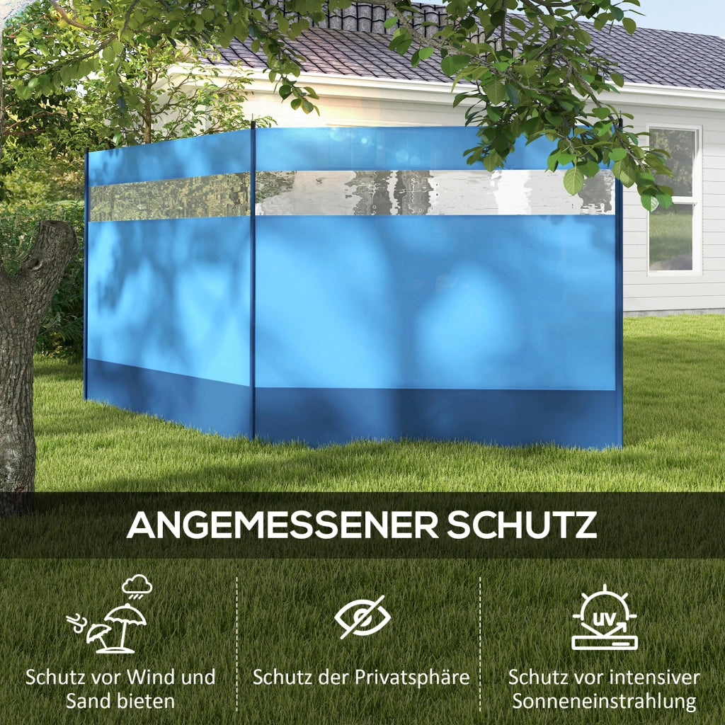 Paravento da giardino con finestra e borsa ¨C zephmum ¨C blu, acciaio, 440x140cm
