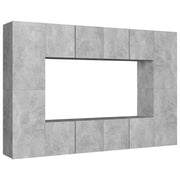 Set di mobili da 8 pezzi tra cui armadio credenza mobile TV televisore per soggiorno camera da letto salotto legno ingegnerizzato grigio 02_0025252