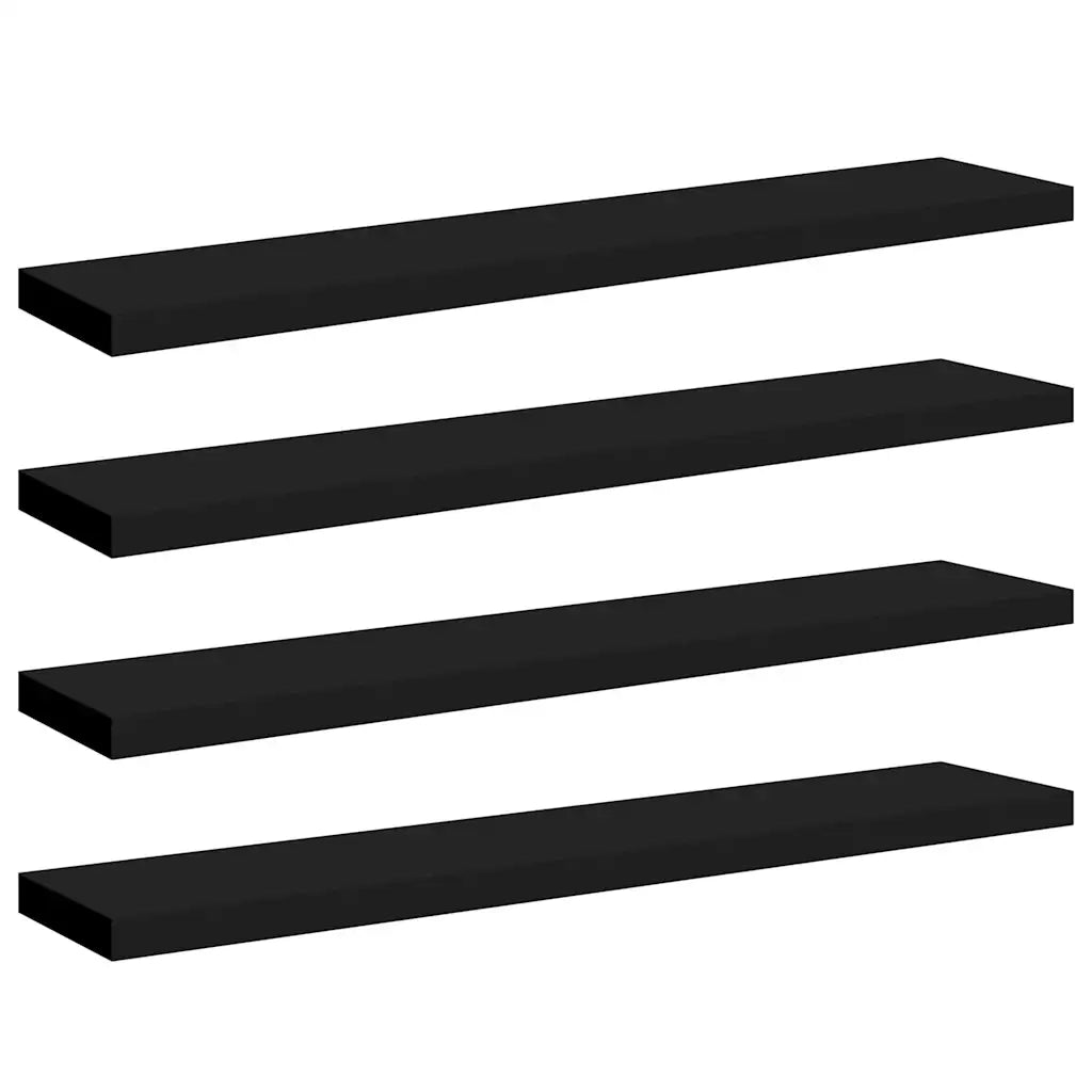 4 pz Scaffali a Parete | Ripiano a parete | Mensole a Parete Neri 120x23,5x3,8 cm in MDF