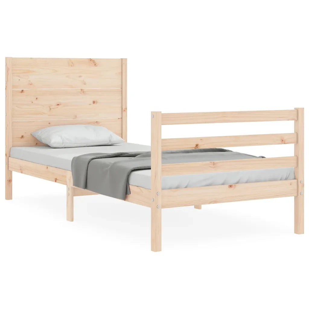 Giroletto con Testiera Single-Struttura Letto in Legno Massello 321363