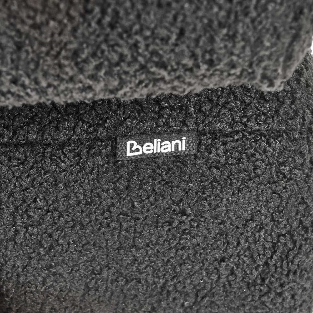 Divano a 2 posti Rivestimento in bouclé nero e marrone scuro Design retrò Gambe in legno Soggiorno