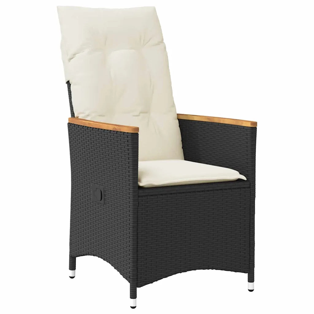 Set da Pranzo per Giardino con cuscino 5 pcs Nero polyrattan
