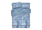 Copripiumino Linea Pensieri Delicati In 100% Cotone Dis. New York Colore Blu - Singolo - Blu