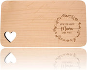 Plank da tavola per colazione in legno con incisione, tavola per colazione con foro a forma di cuore, regalo per la mamma, regalo personalizzato per la madre del giorno della mamma, regali per le madri