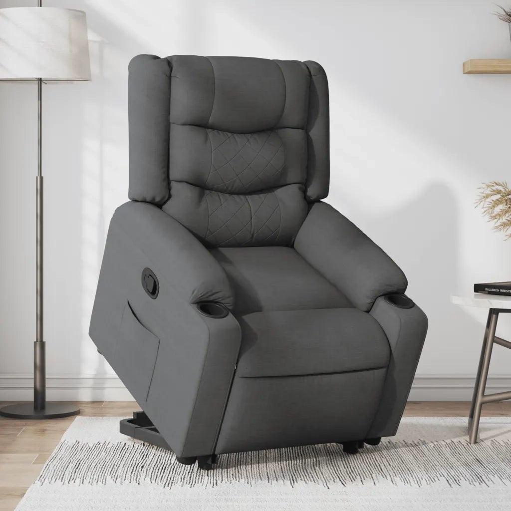 Poltrona Alzapersona Reclinabile Grigio Scuro in Tessuto 3206574