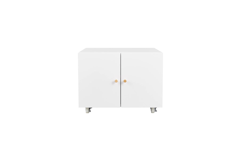 Mobile Porta Stampante con Ruote ¨C MINIMAL ¨C Bianco, Metallo, Ante e Ripiani Regolabili