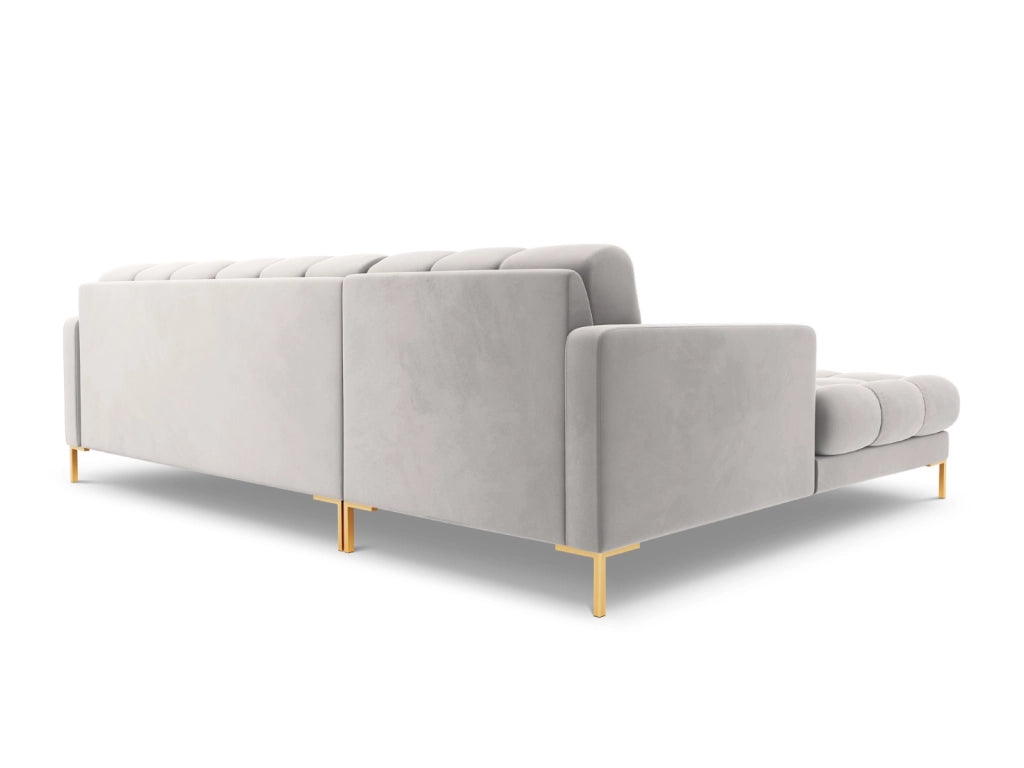 Cosmopolitan Design - Divano angolare sinistro "Bali" 5 posti in velluto argento 