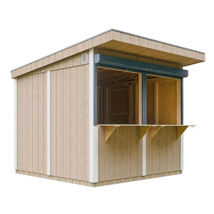 Chiosco esterno PREMIUM - 5,9mq - H240x248x305 cm - Costruzione pannello PREMIUM - Timbela M950-TERRA BROWN