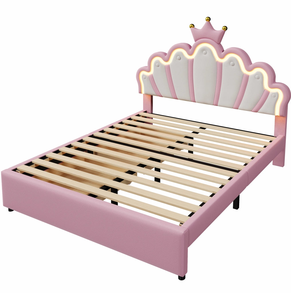 Letto imbottito 140x200 cm; testiera regolabile e 2 cassetti; PU rosa (Senza materasso)