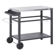 Carrello di servizio da giardino per esterni Carrello da cucina superiore in acciaio inox nero con ruote