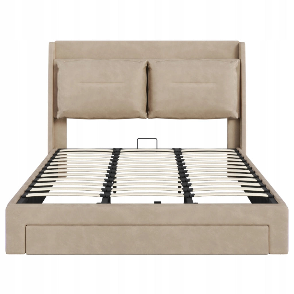 Letto imbottito con LED - Xylo - 180x200 - Beige - Velluto