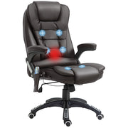 Poltrona Massaggiante da Ufficio Elettrica Reclinabile ¨C zephmum ¨C Marrone, PU, 62x68x111-121 cm
