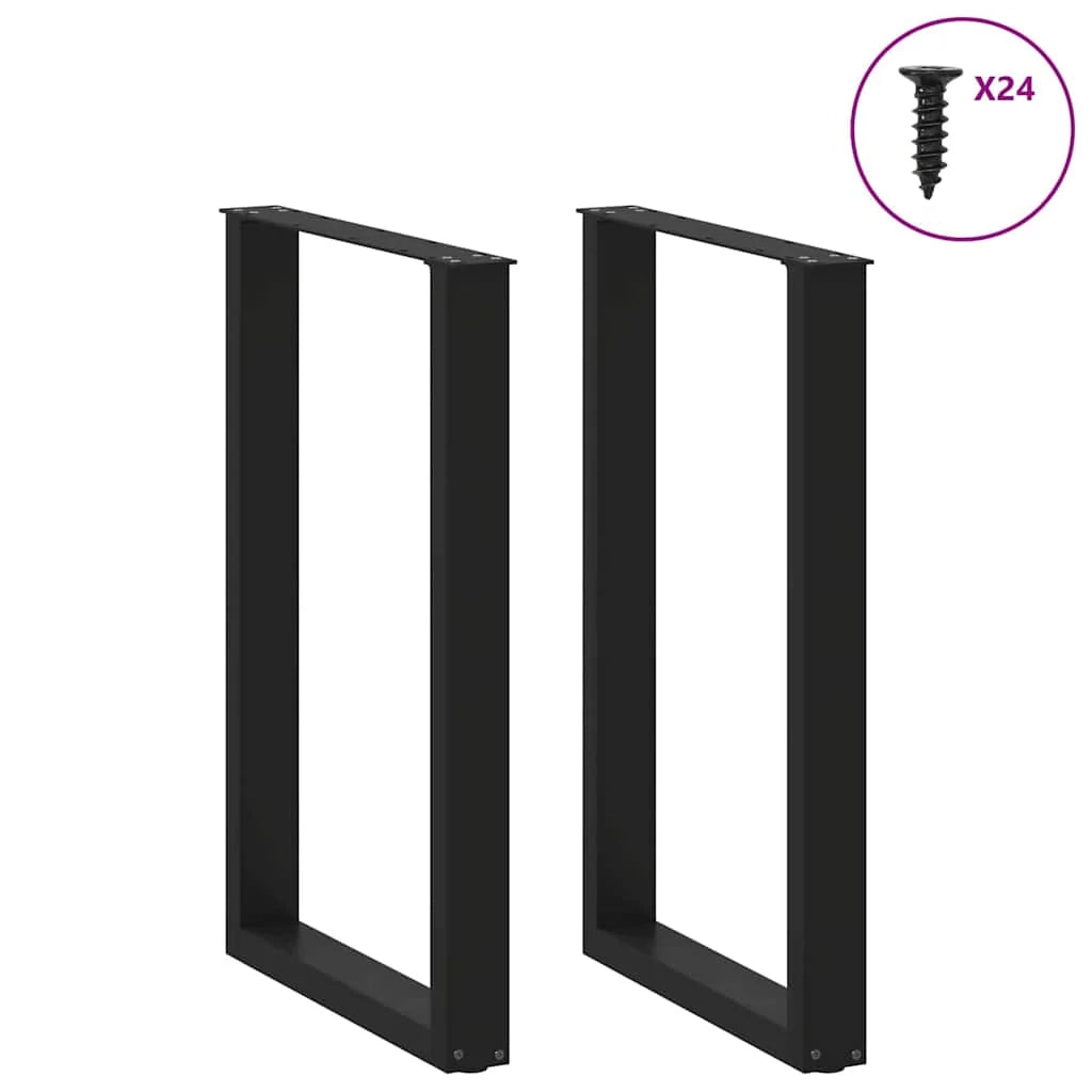 Set di 2 gambe per tavolo da bar a forma di U 60 x 90-91 cm design moderno con pratici piedini livellatori acciaio nero 02_0057464