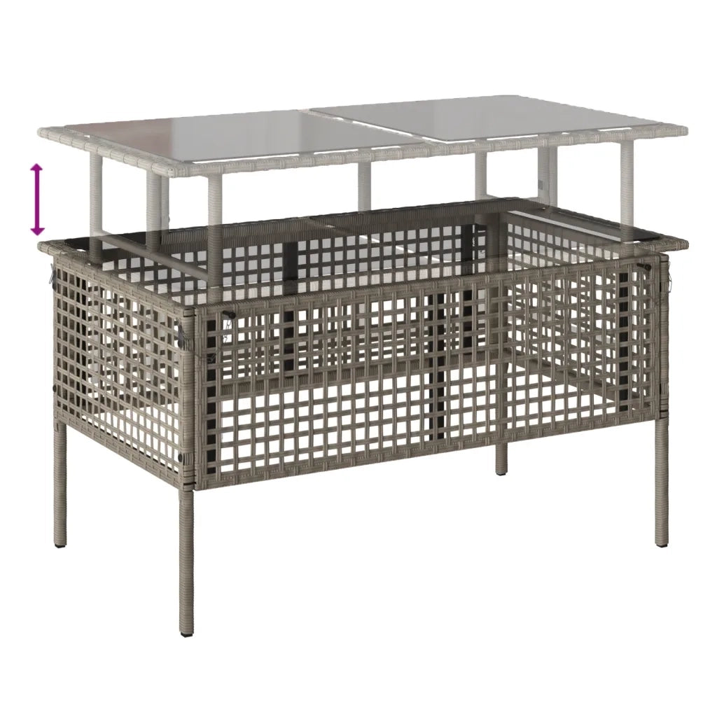 Divano da Giardino 4pz | Set Salotto da Giardino Cuscini Grigio Chiaro Polyrattan e Vetro