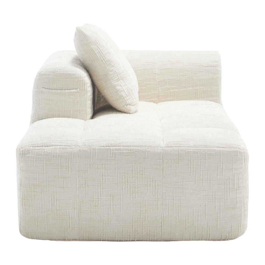 Chaise Longue Méridienne 1 Posto con Cuscino e Tasche Laterali; Comfort Morbido; in Ciniglia Beige