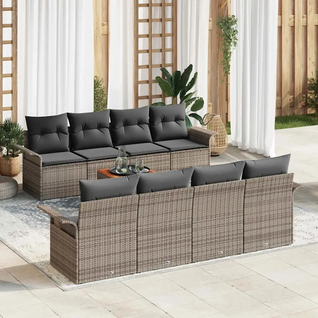 Set Divano da Giardino 9 pcs Grigio polyrattan 3355969