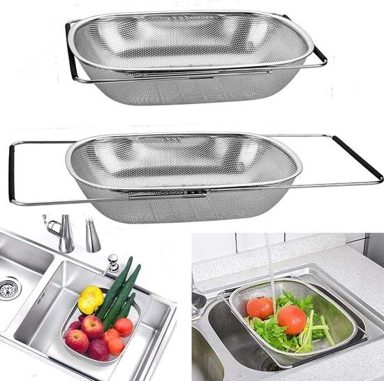 Filtro ovale in acciaio inossidabile - Fino - 6 quarti - Manico in gomma - Lava frutta e verdura