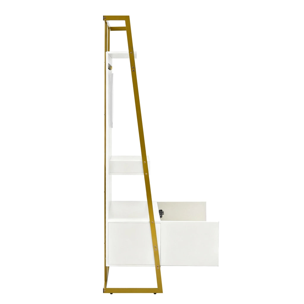 Mobile d'Ingresso con Specchio; 2 Ante; Ripiano Aperto e Ganci in Metallo; Stile Moderno; in MDF; 78??38;5??180;5 cm; Bianco
