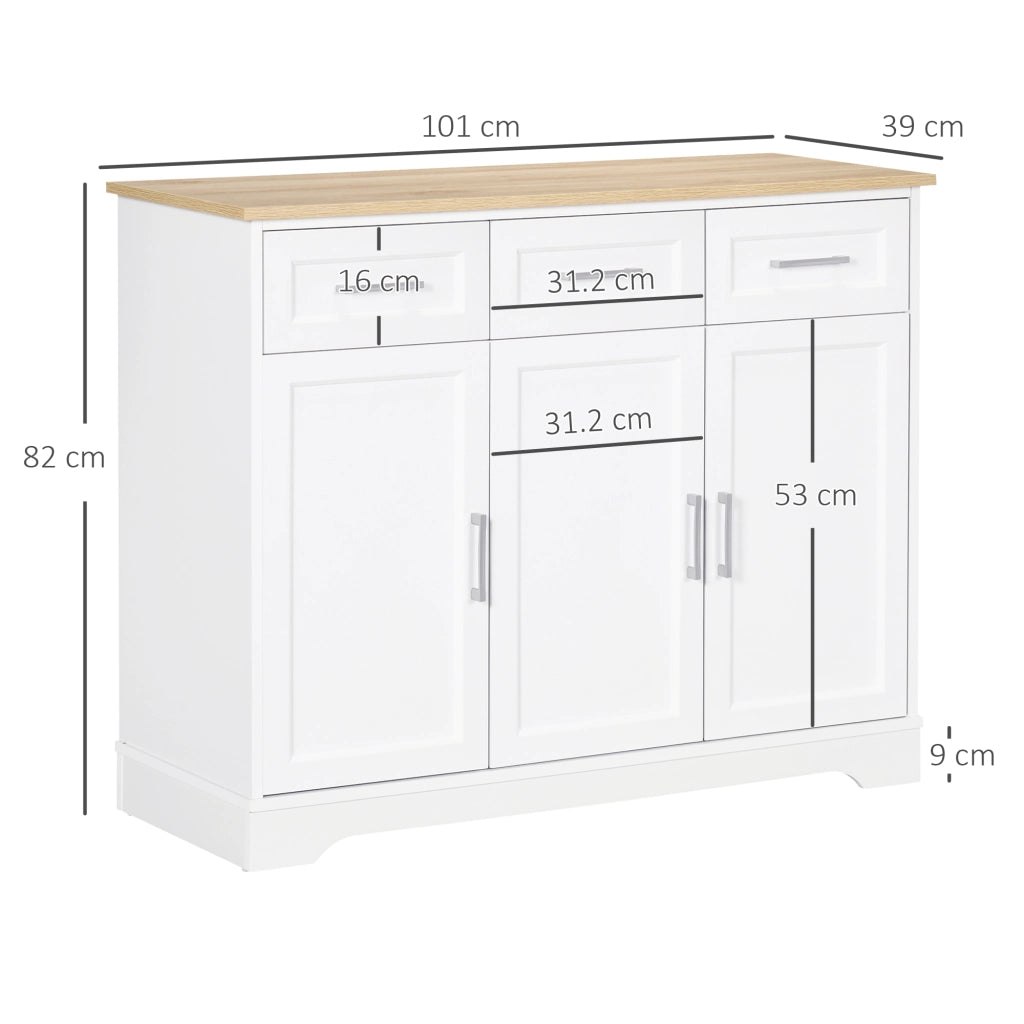 Credenza con 3 Cassetti e 3 Ante in MDF ¨C Zephmum ¨C 101x39x82 cm, Bianco